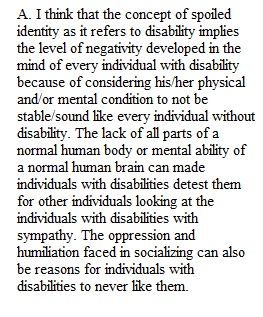 Week 2 Discussion Psychological Aspects of Disability